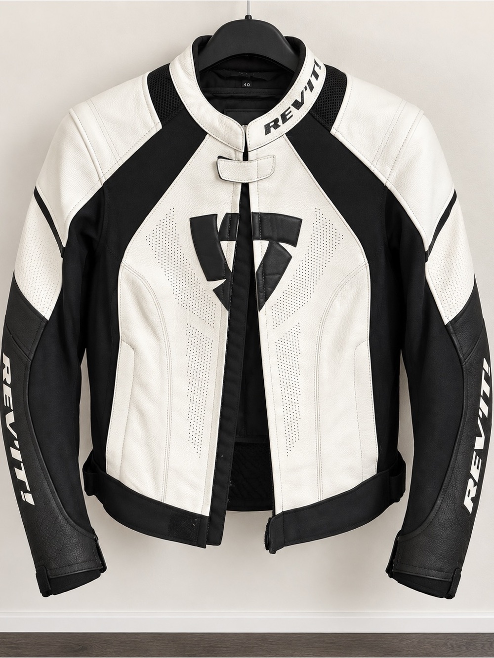 REV'IT! Women's White & Black Leather Motorcycle Jacket